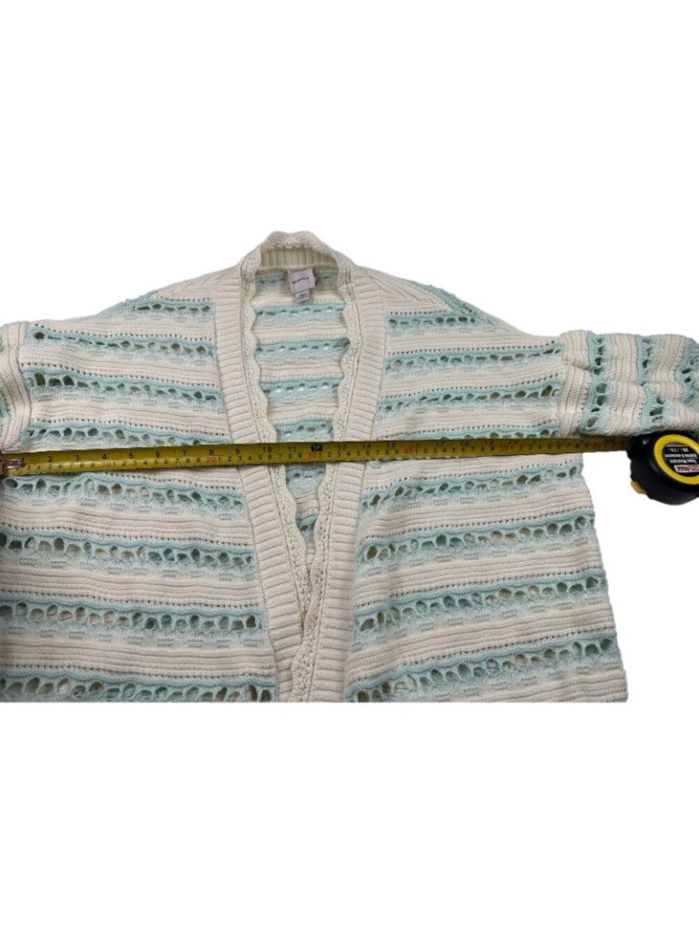 Maeve Open Front Cocoon Cardigan Sweater Knit Blue White Small Oversized - Picture 9 of 11